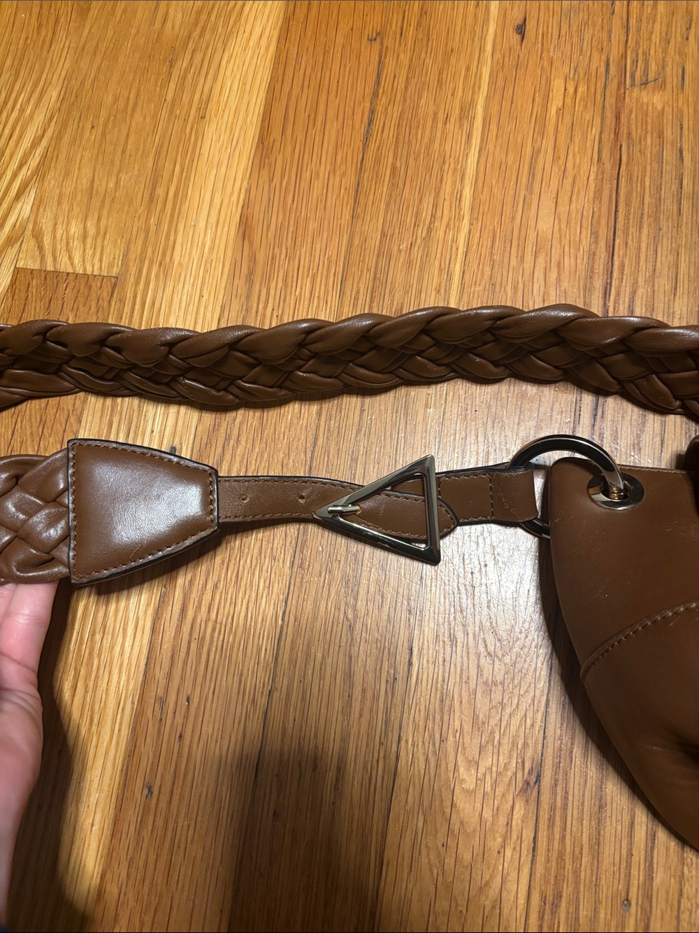 Uterque Brown Leather Braided-Handle Crossbody Bag - Picture 2 of 11